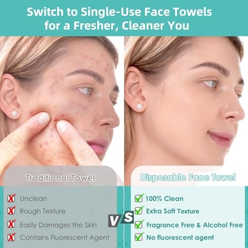 Ditoi Disposable Face Towels,Ultra Soft &Thick Face Dry Wipes for Makeup Removal,Viscose Fiber Facial Coths for Women Daily Cleansing, Skincare,60 Count