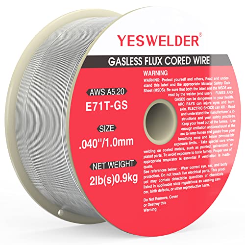 YESWELDER MIG Fil Fourré sans gaz Fil de Soudage, acier doux E71T-GS 1.0mm 0.9kg Bobine