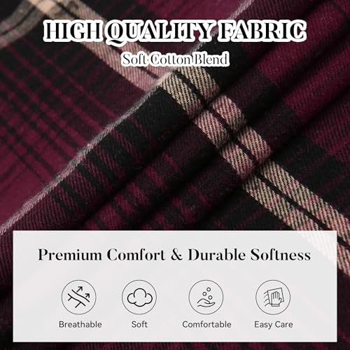 Image of WARHORSEE Flannel Shirt for Men Long Sleeve Button Down Plaid Shirts | Soft Cotton Blend for Multi-season Wear, Lightweight yet Warm, Dual buttoned storage pockets, Machine Washable Easy Care