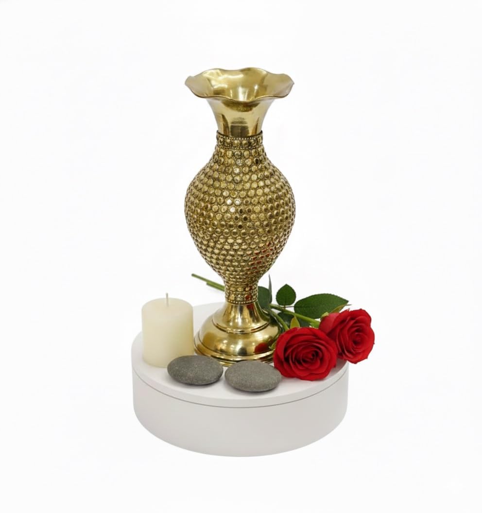 Vase en laiton et pot de fleur antique, idée cadeaux articles de décoration