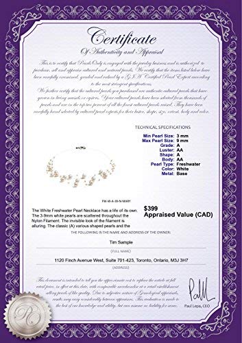 Mary White 3-9mm A Quality Freshwater Cultured Pearl Necklace For Women-18 in Princess length3