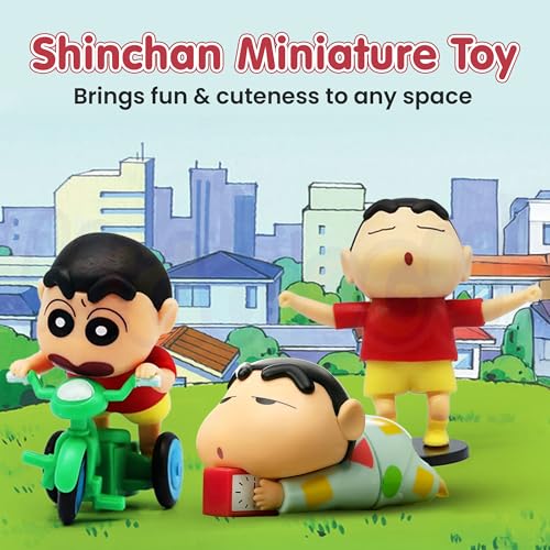 Image of Kidology Shinchan Miniature Toys - Set of 3 Cute Anime Figurines for Decoration, Collectible Action Figures,Birthday Party Favors, Playset Toys for Kids, Fans & Collectors