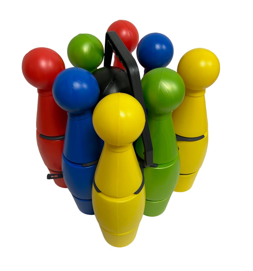 Bowling per Bambini Grande Set Birilli per Bambini Bowling con 8 Birilli e 2 Palle Birilli Grandi cm 34 Birilli Maxi Birilli in PLastica da Interno e Esterno Gioco Bowling MADE IN ITALY