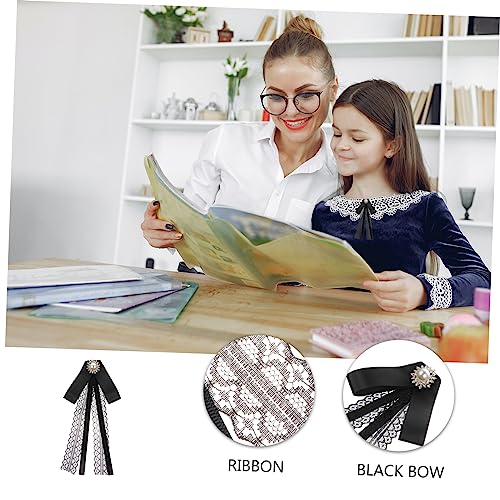 SAFIGLE Black Pre Tied Bow Tie with Elegant Ribbon Design for Women Chic Bowknot Accessory for Collarless Shirts Skirts and Special Occasions Unique present for3