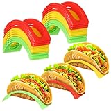 Toyosport 120 Pack Individual Taco Stands, Colorful Taco Holders, Plastic Taco Rack, Dishwasher Safe, Bulk Stackable Taco Stands for Family Gatherings, Parties, Large Events, Restaurants