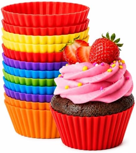 Kit 12 Forminhas de Silicone para Cupcake e Muffin, Forno e Air F...