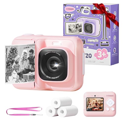 Image of Instant Print Camera for Kids, Christmas Birthday Gifts for Girls Boys Age 3-12, TYPONOS Kids Cameras, Portable Toy Camera for 3 4 5 6 7 8 9 10 Year Old Girl with 32GB SD Card, Pink