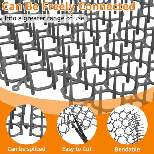 JMIATRY 24 Stück Dornengitter Gegen Katzen, 20 x 15 cm Katzenabwehrmatte Grau, Katzenabwehr Spikes Katzenabwehr Matte für Garten und Außenbereich