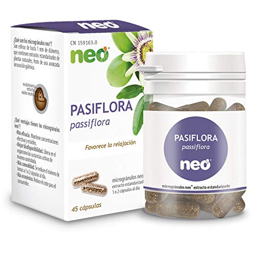 Neo | Extracto Seco De Pasiflora | 45 Cápsulas | Ayuda A Combatir El Nerviosismo Y La Angustia De Forma Natural | Efecto Relajante | Ayuda A Dormir Mejor