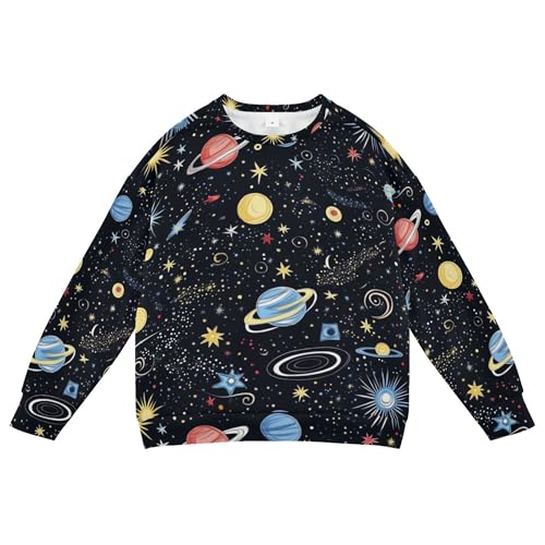 JUNZAN Space Starry Sky Cosmic Planets Little Kids Hoodie Sweatshirt Long Sleeve Sweatshirt With Hoodie Camping 4T