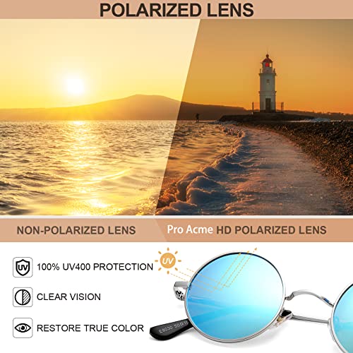 Image of Pro Acme Small Round Polarized Sunglasses for Women Men Retro Metal Shades