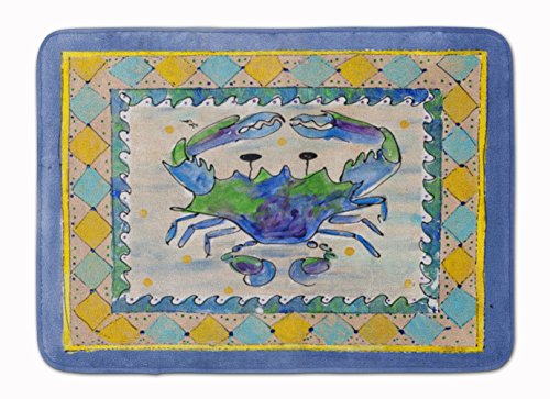 Caroline's Treasures 8072-RUG Crab Machine Washable Memory Foam Mat, Bathroom Rug, Non-Slip Bath Mat, Durable Thick Washable Rugs for Kitchen, Bathroom Quick Dry, Decorative Artwork,