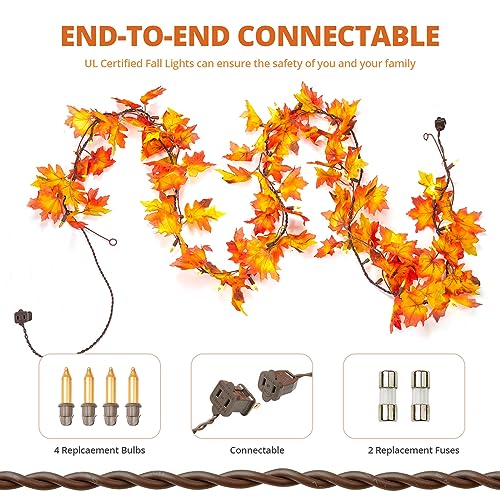 Fall-Decorations-for-Home-9FT-Plug-in-Thanksgiving-Lights-Lighted-Fall-Garland-50-Bulbs-Maple-Leaves-Lights-Connectable-Fall-Lights-for-Indoor-Outdoor-Halloween-Thanksgiving-Holidays-Decor2-Pack Fall Decorations for Home 9FT Plug in Thanksgiving Lights Lighted Fall Garland 50 Bulbs Maple Leaves Lights Connectable Fall Lights for Indoor Outdoor Halloween Thanksgiving Holidays Decor2 Pack
