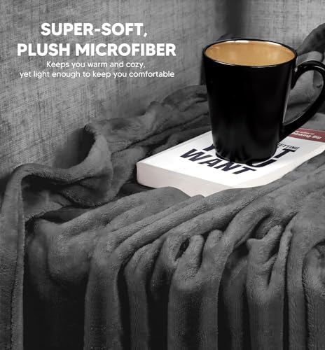 Image of Cotton Bolls Textiles Cozy Plush AC Blanket for Single Bed, Lightweight All Season Blanket, Ultra Soft Blanket for AC Room, Mild Winter, Can Be Used as Bedsheet in Winter, 90x90 Inches, Dark Grey