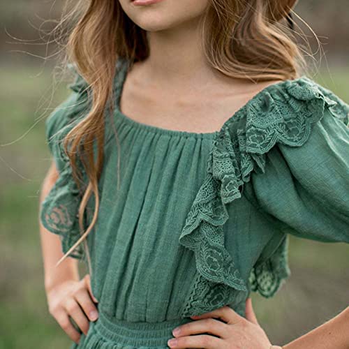 Girls Boho Girl Dress Ruffle Sleeve A-Line Formal Dresses for Wedding Party Vintage Clothes2