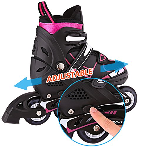 WeSkate Inline Skates Kinder/Erwachsene verstellbar mädchen/Jungen Inline Skates Rollschuhe PU Verschleißfeste Roller Skates Herren/Damen (Rosa, 35-38) - 3