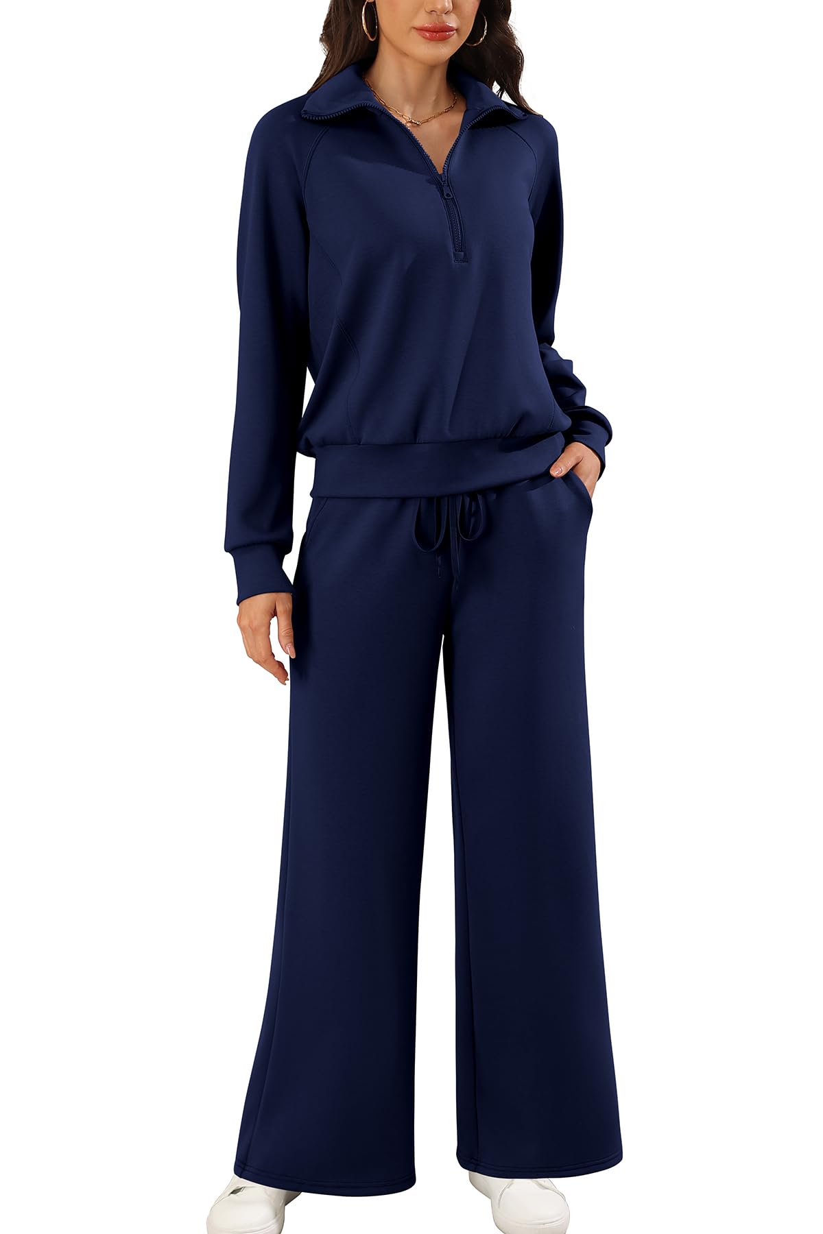 SHEKINI Survetement Femme Ensemble de Survêtement Deux Pièces à Manches Longues Décontracté Ensembles Sports Haut avec demi-fermeture éclair Pantalon de jogging