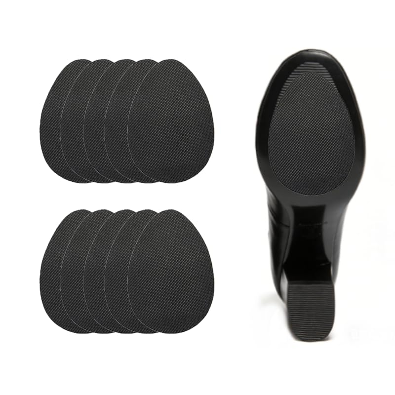PointBk 10 Pièces Patin Antidérapant Chaussure – Semelle Auto-Adhésive Extérieure en Caoutchouc, Protection Semelle Anti Bruit pour Homme et Femme (Noir)
