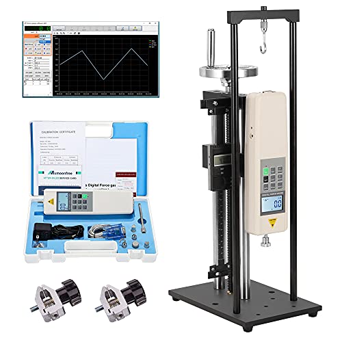 Mxmoonfree Digital Force Gauge 500N Push Pull Gauge with Force Gauge Stand Force Test Stand Lever-Operated 150mm Stroke and HJJ-001 Clamp x2 (HLB Test Stand+HP-500N)
