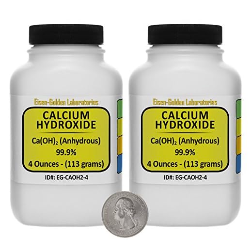 Calcium Hydroxide [Ca(OH)2] 99.9% ACS Grade Powder 8 Oz in Two Space-Saver Bottles USA