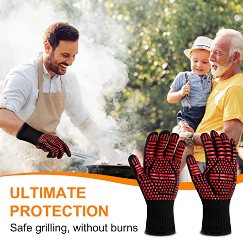 Flintronic Grill Gloves Heat Resistant Fire Resistant Oven Gloves Hand Protection Grill Gloves, 1472F/800C Heat Resistant Oven Gloves for Grill, Oven, Cooking, Soldering (Red) - Image 4
