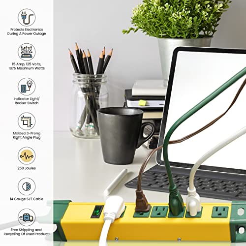 Gogreen Power Gg-26114 - 6 Outlet Metal Surge Protector, Yellow/Green #TOP4