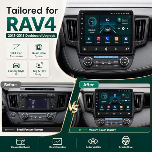 Image of Android Car Radio Stereo for Toyota RAV4 2013-2018: 10.2 inch 1280 * 800 Touchscreen Wireless Carplay Android Auto Backup Camera Mirror Link GPS Bluetooth 5G WiFi FM DSP RDS 2+32GB