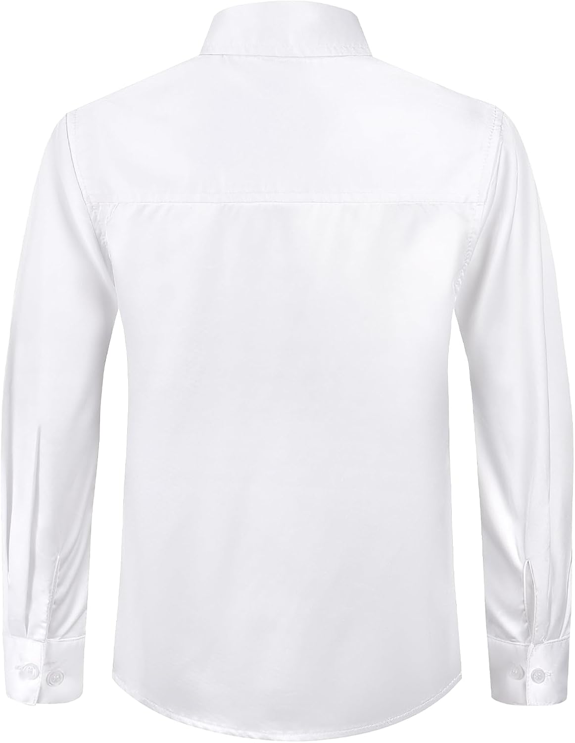 Spring&Gege Boys Shiny Satin Dress Shirts Sateen Long Sleeve Wrinkle-Free Solid Formal Wedding Button Down Shirts - Image 3