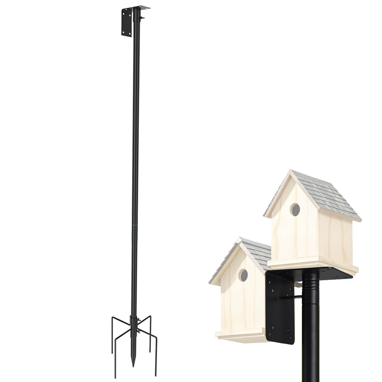 Set di supporto per asta per mangiatoia per uccelli, in metallo, universale, con base a 5 punte, per giardino, balcone, esterno, cortile (193 cm)
