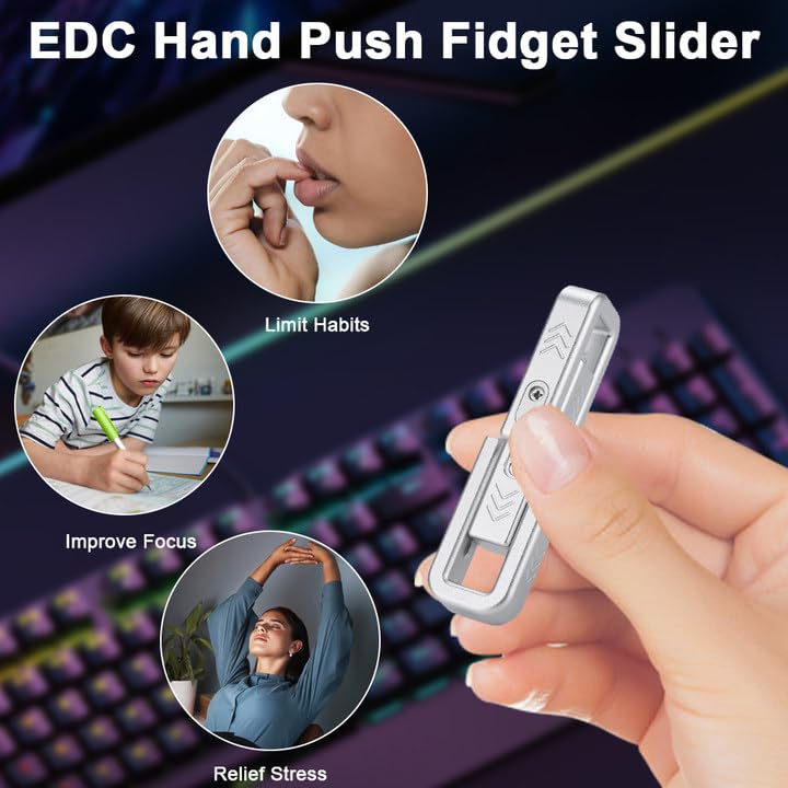 OBEST Fidget Slider Toys de Cubo, Juguete Deslizante Magnético EDC Metal para Aliviar Estrés y Ansiedad, Juguete Sensoriales para Autismo y Tdah, Juguetes Escritorio Oficina Adulto Antistress