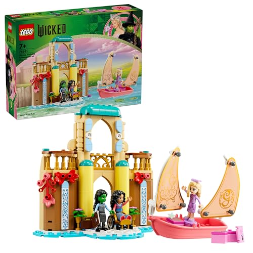 LEGO Wicked Glinda, Elphaba and Nessarose at Shiz University, Building Kit for Kids with Toy Boat and Dolls, Gift for Girls and Boys from 7 Years Who Love Dollhouses 75681