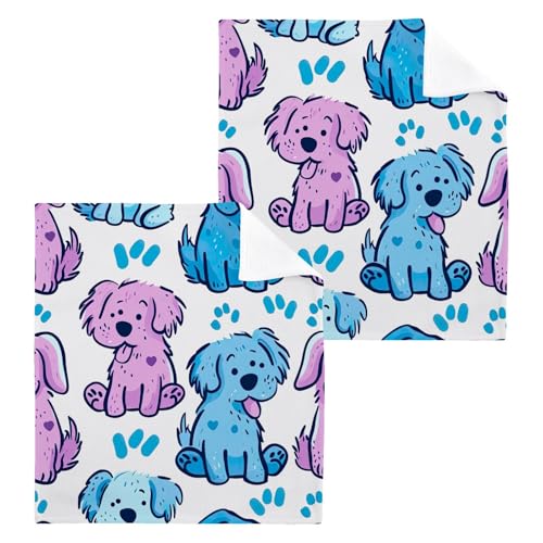 PaChyLuu 6 Pack Cartoon Dogs Cotton Washcloths Highly Absorbent Face Cloth Reusable Body Towels, Gentle for Sensitive Skin, 12 x 12 Inch