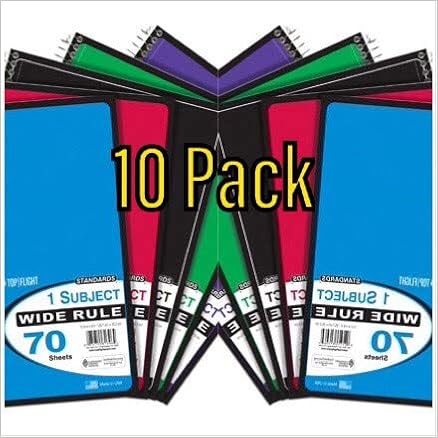 Top Flight Spiral Notebook, 1 Subject, 70 Sheets, Assorted Colors,24 Pack (10.5 x 8)