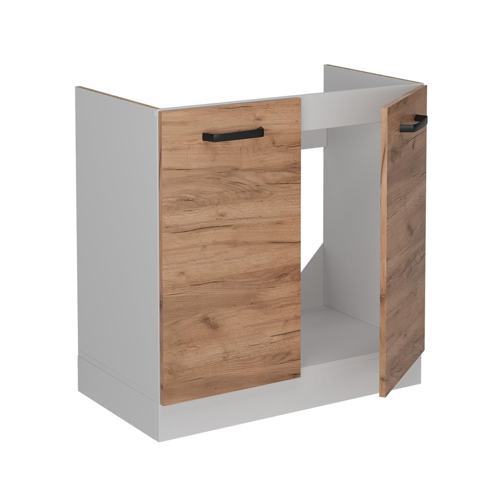 Vicco Mobile lavello cucina R-Line, Rovere dorato, 80 cm senza piano di lavoro, per la libera combinazione all'interno di sistemi cucina modulari
