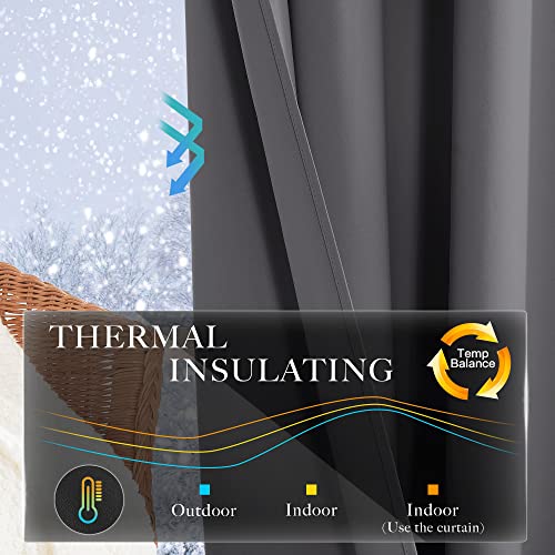 KGORGE Thermovorhang Kälteschutz Blickdichte Vorhänge mit Ösen Grau – Ansicht 4