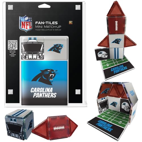 CreateOn Carolina Panthers NFL Fan-Tiles Magnetic Match-Up Tiles | 17-Piece Building Set for Kids & Adults | Officially Licensed NFL Team Collectibles | Build, Play & Display (All 32 Teams Available)