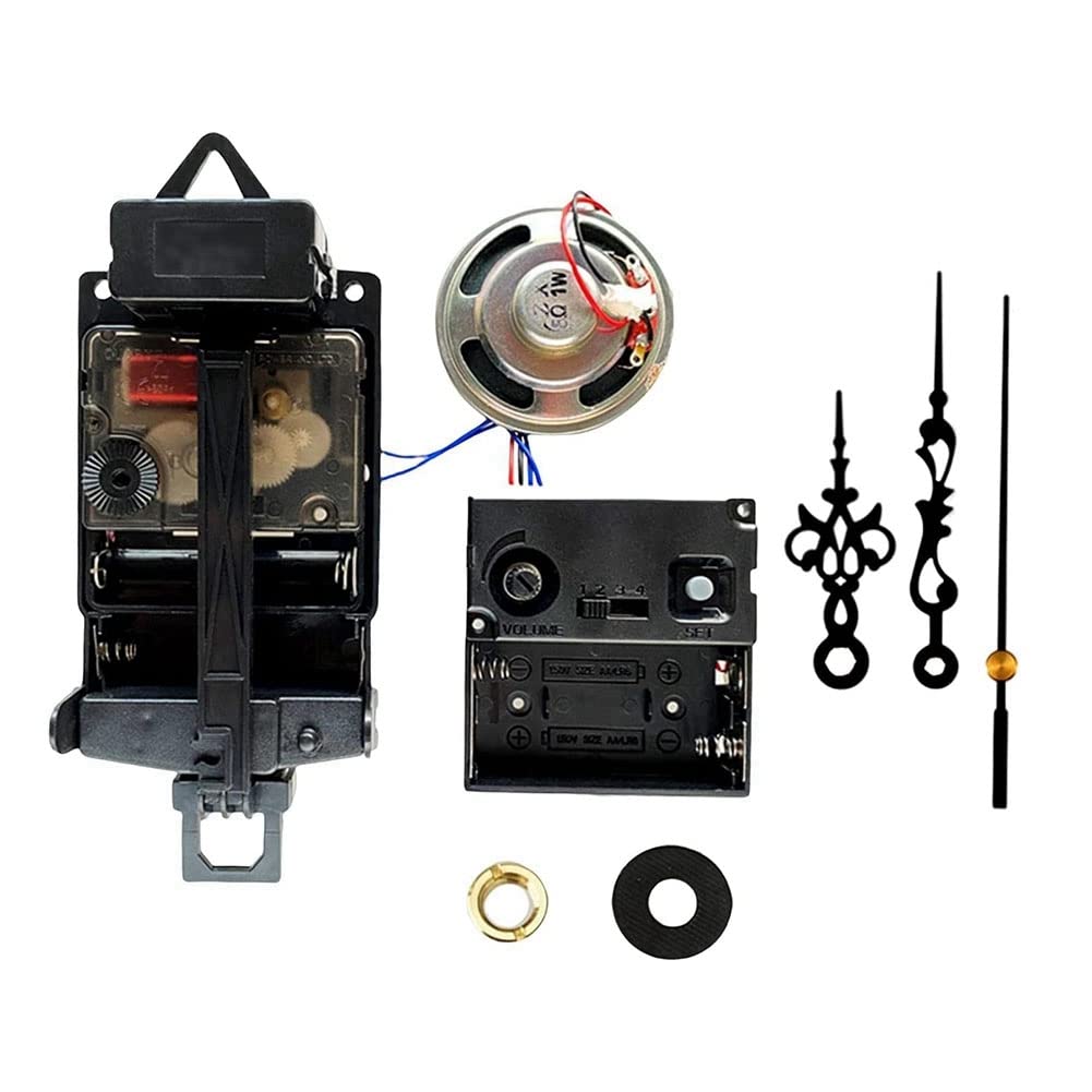 CTRLZS Quartz Pendulum Clock Movement With Black Hands,with Music Box Speaker,Battery Operated,Melody Mechanism for DIY Clock