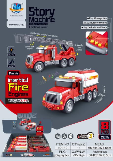 Image of MANAKI ENTERPRISE Fire Rescue Ladder & Water Dispenser Truck Toys for Boys with Water Spray Function and Lighting & Sound Kids Best Gift (Pcak of 2)