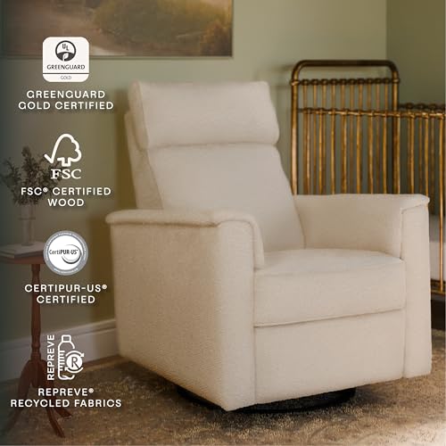 Image of Namesake Willa Plus Power Recliner Glider, Performance Ivory Boucle | GREENGUARD Certified Recliner w / 270 Swivel - Built-in USB Charging Port w / Adjustable Headrest - Water & Stain Resistant