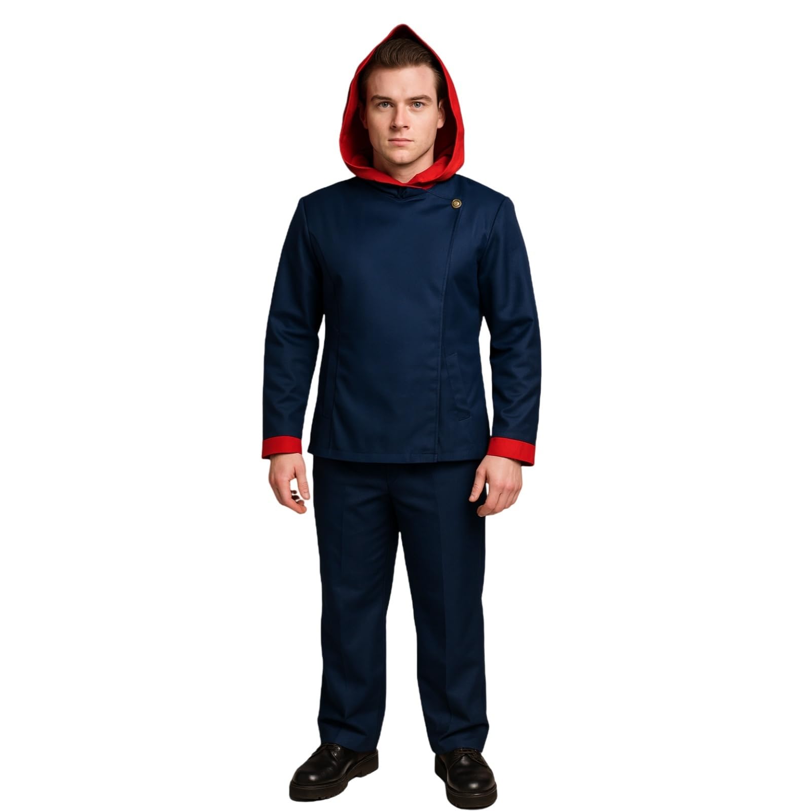 Men Blue Costume Cosplay Blue Coat Pants School Uniform Set Halloween Party Outfit