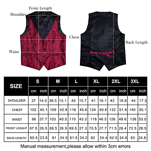 Image of DiBanGu Mens Paisley Vest Silk Sleeveless Suit Vest and Neck Tie Pocket Square Cufflinks Set for Wedding Formal