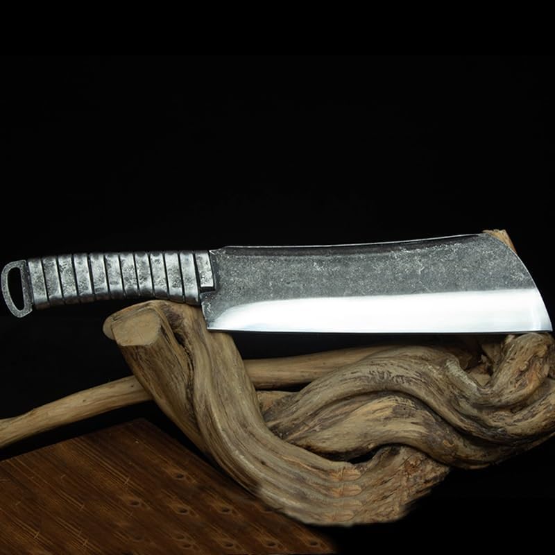 Meat Cleaver,Cleaver Knife 9.5 Inch Wood Chopper Knife 7Cr17MoV Steel Handle Machete Handmade Hatchet Longquan Kitchen Knives Big Bone Poultry Tools, LAMAJIGA5844