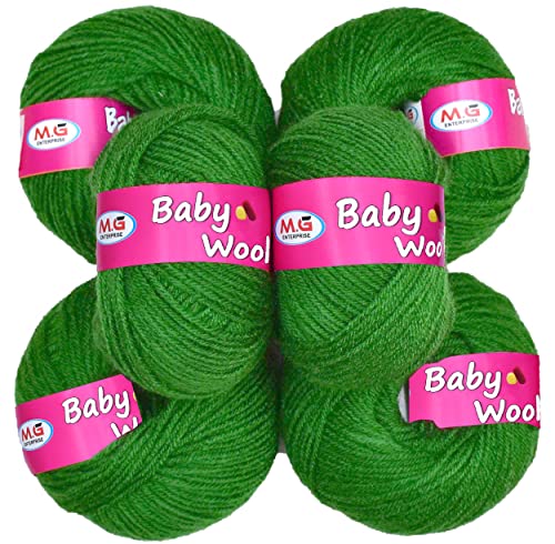 Image of M.G Enterprise 100% Acrylic Wool Leaf Green (6 pc) Baby Wool 4 ply Wool Ball Hand Knitting Wool /Art Craft Soft Fingering Crochet Hook Yarn, Needle Knitting Yarn Thread Dye A