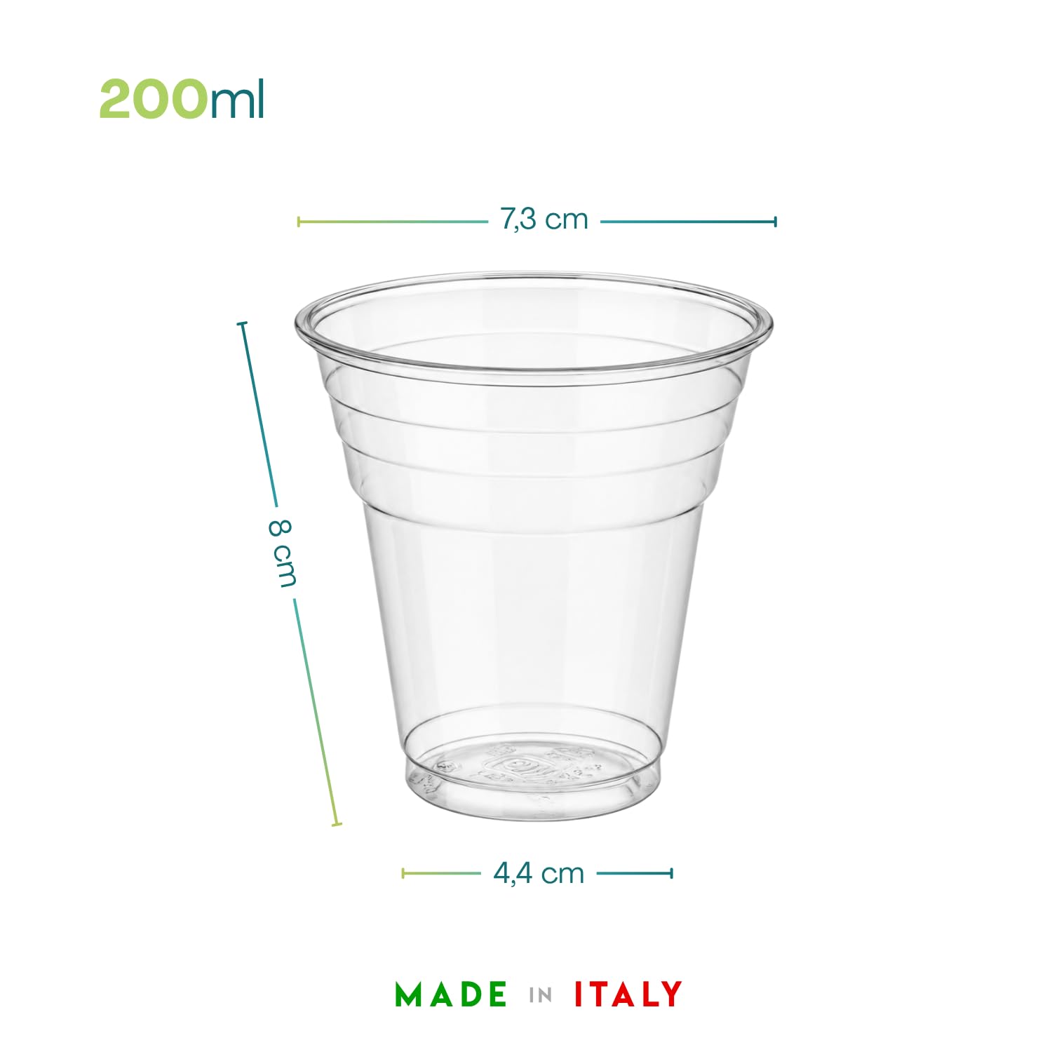 VIRSUS 1000 Bicchieri Biodegradabili 200 ml rigidi kristal compostabili Tazza Acqua bibite rispetta la Natura