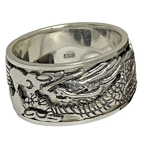 Anillo Retro de Plata de Ley 925 con dragón Chino, Anillo Giratorio, Anillo antiestrés, joyería Oriental para Hombres y Mujeres, Talla 8-13