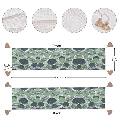 Chemin de table feuilles tropicales vertes pour protéger et décorer votre table basse