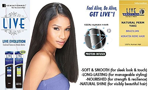 Sensationnel Live 100% Human Hair Keratin Remi Brazilina Yaki 10s" #1 (#1B)