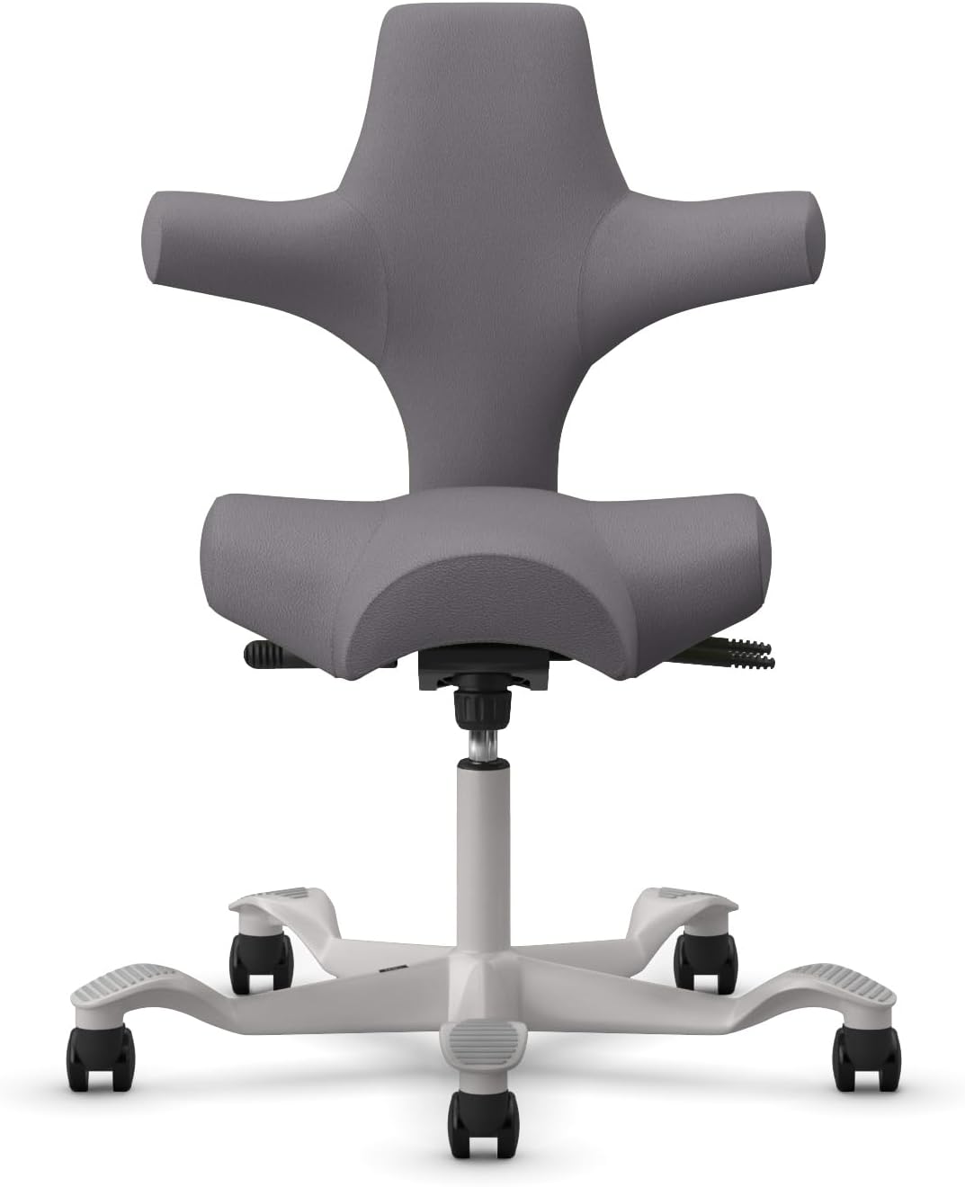 HAG Capisco Standard Chair-Silver Frame-Upholstered Ash Gray Leather