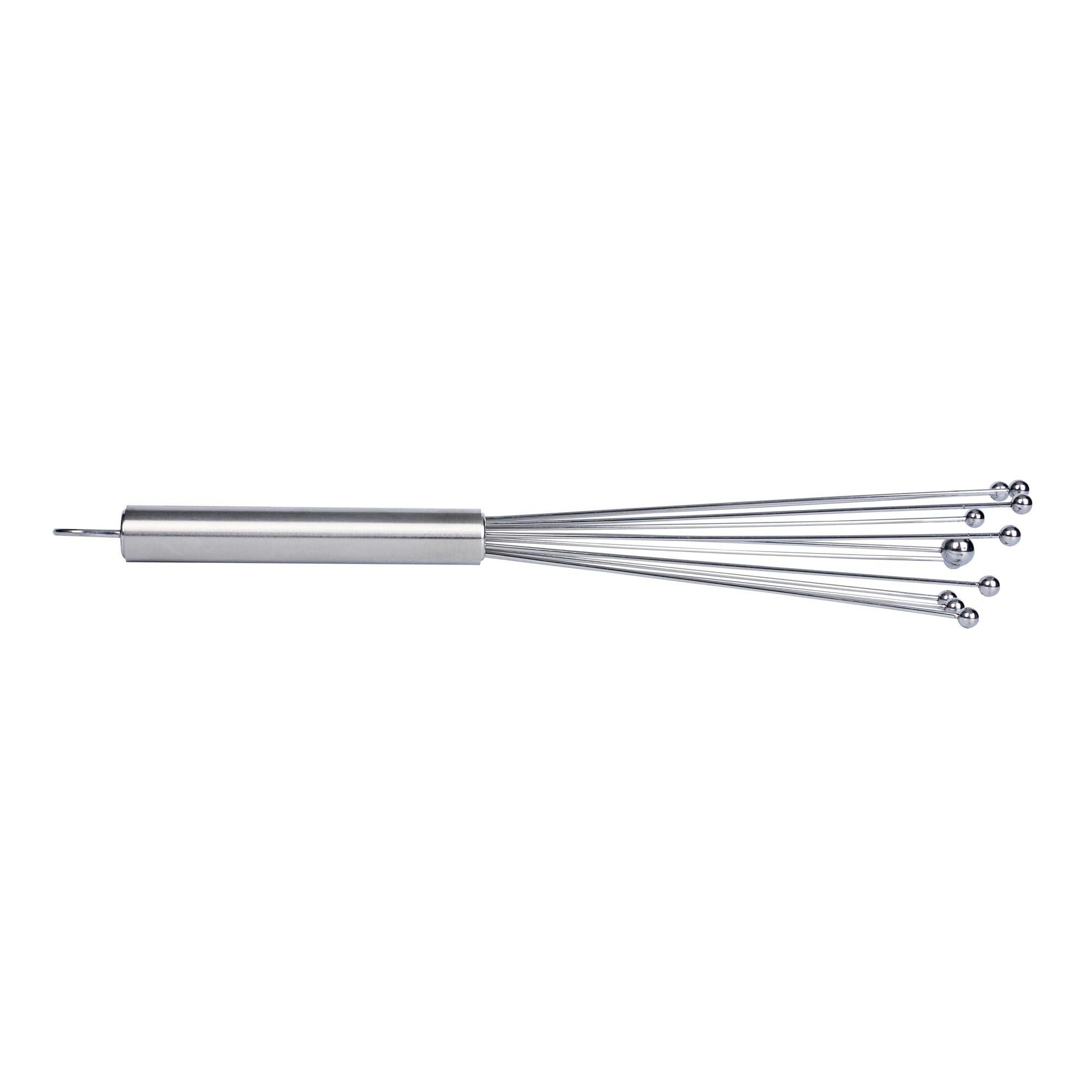 Restaurantware - Batidor de bola estándar alemán de 10.6 pulgadas, 1 batidor de cocina lavable en lavavajillas, mango ergonómico, duradero, batidor manual de huevos de acero inoxidable, adecuado para