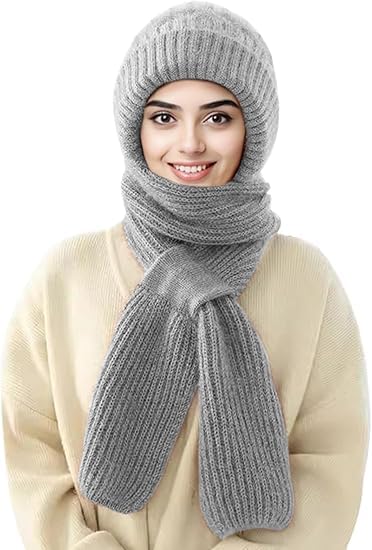 2 in 1 Winter Scarf For Women’s, Soft Wool Warm Beanie Hat & Neck Scarf | Soft Warm Fabric for Cold Weather, Skiing, Commuting - Easy to Match Outfit Accessory, Winter Hat